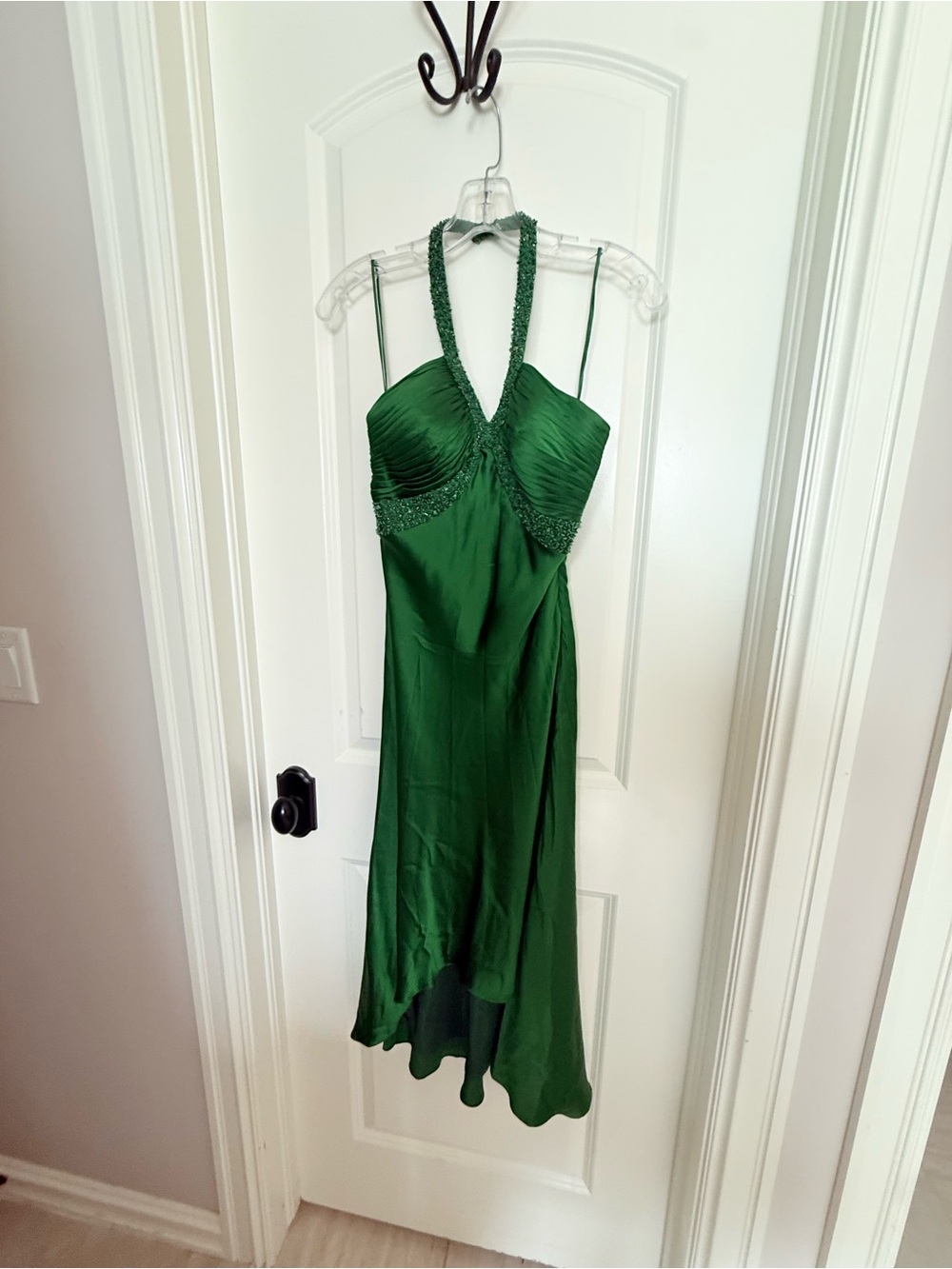 Cache Emerald Green High-Low Halter Evening Dress
